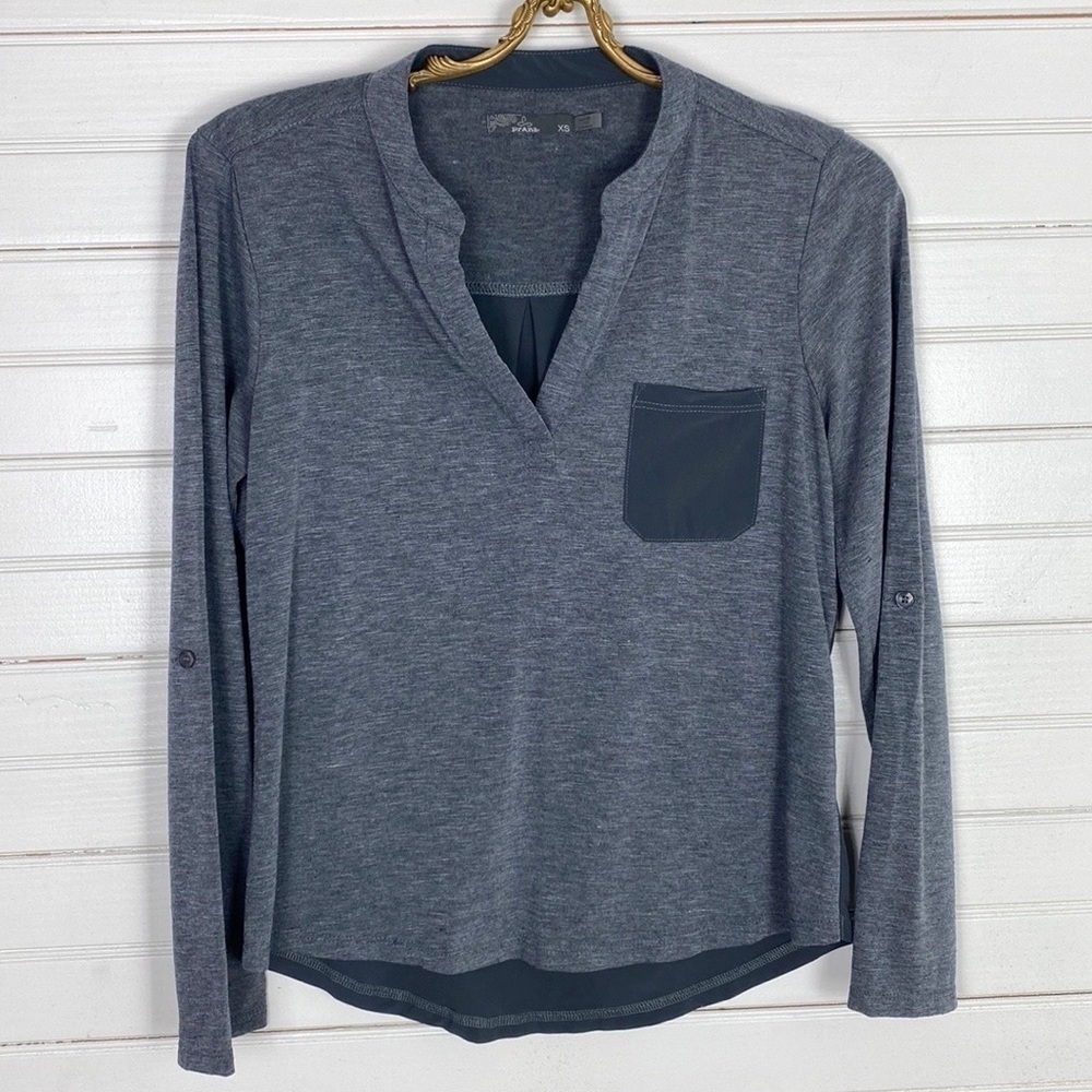 Prana Ashlyn Gray Blouse Size XS